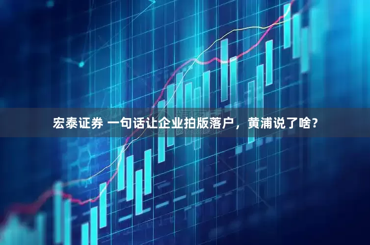 宏泰证券 一句话让企业拍版落户，黄浦说了啥？